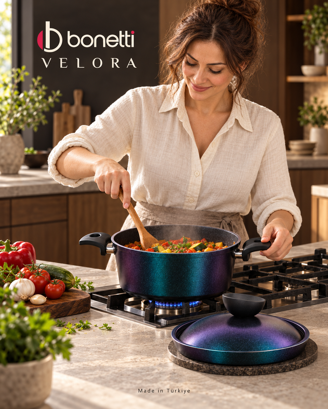 Bonetti Velora cooking with deep pot