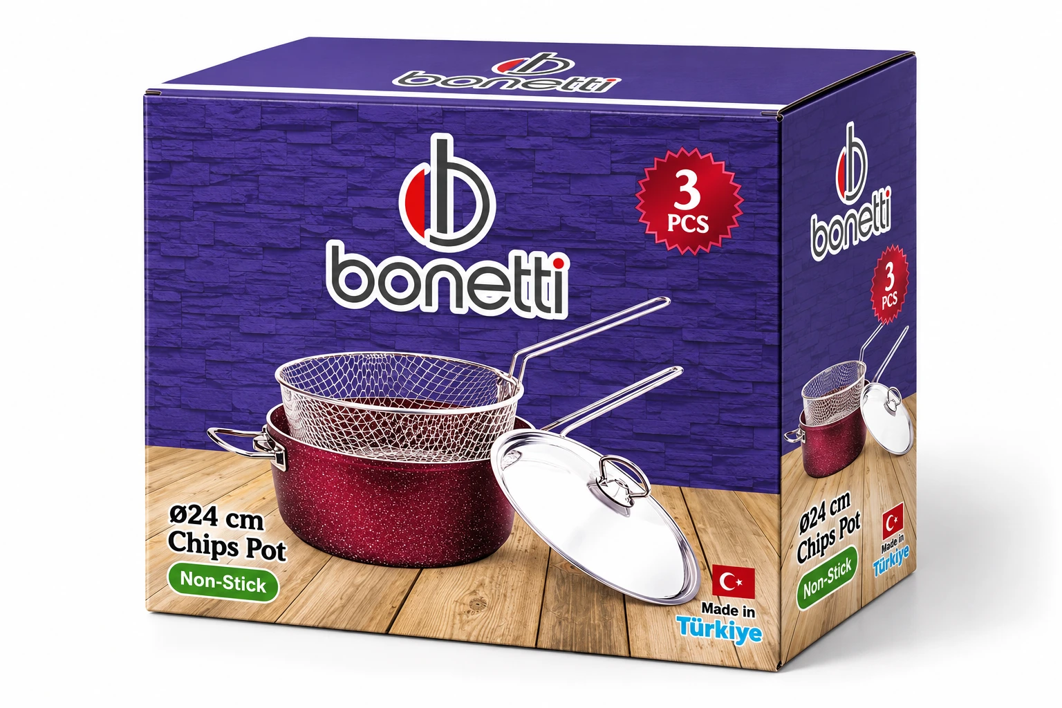 24 cm Kızartma Tenceresi - 3 boyutlu kutu